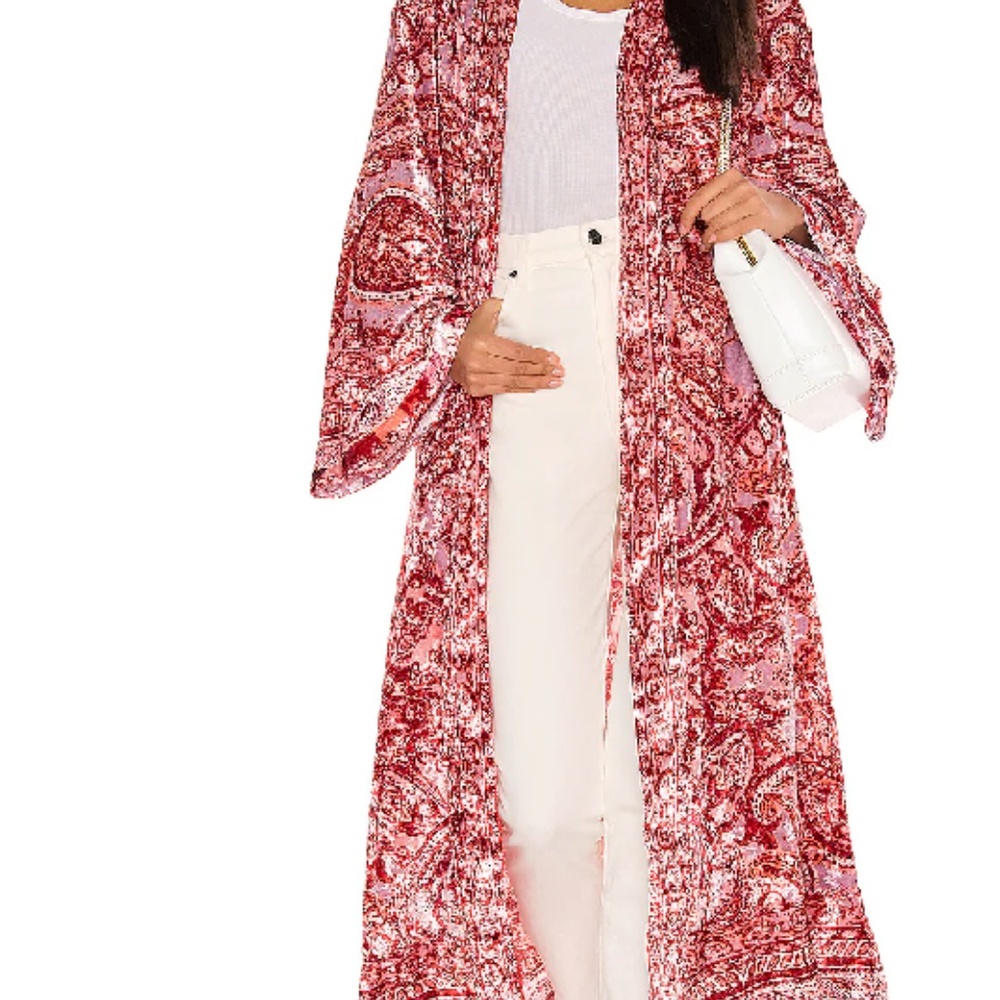 We the Free Enchanted Robe Free People Pink and Red Velvet Size XS